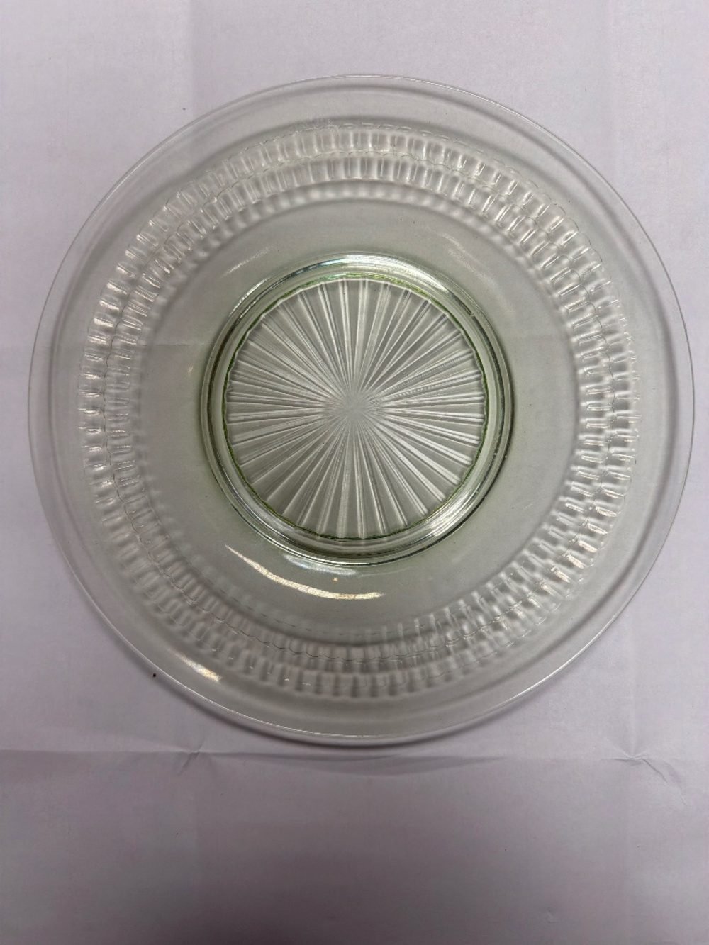 Vintage Hocking Glass Roulette Green Depression Glass Luncheon Plate